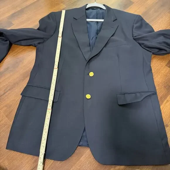 Brooks Brothers Loro Piana 100% Wool Navy Blazer Sport Coat Gold Buttons 44R